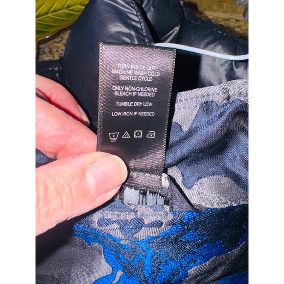 Ali Miles XL Blue Silver Abstract Statement Jacket Office Evening Artsy Blazer - Picture 8 of 11